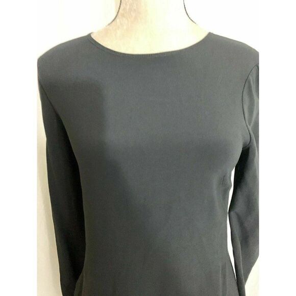 Zara Womens Long Sleeve Solid Black Side Slit Crew Neck Top Small - Picture 3 of 7